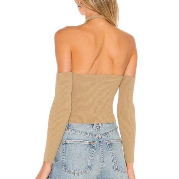 Revolve NBD Eva Off Shoulder Ribbed Top Taupe Size Large New with Tag - Picture 3 of 13